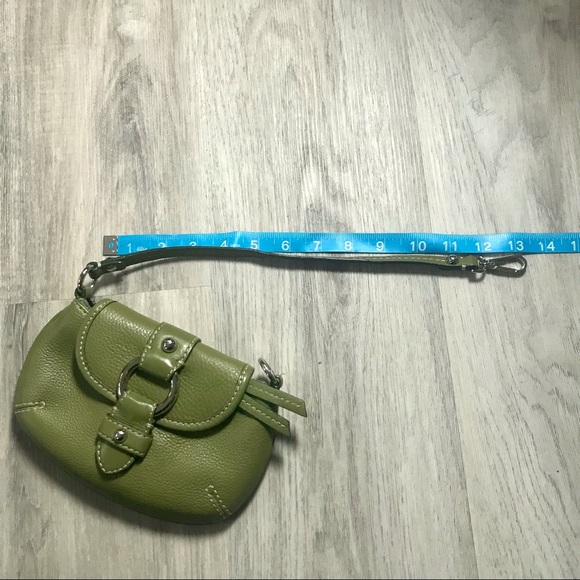 Banana Republic Olive Grass Green Leather Wristlet Clutch Mini Purse - Picture 7 of 14